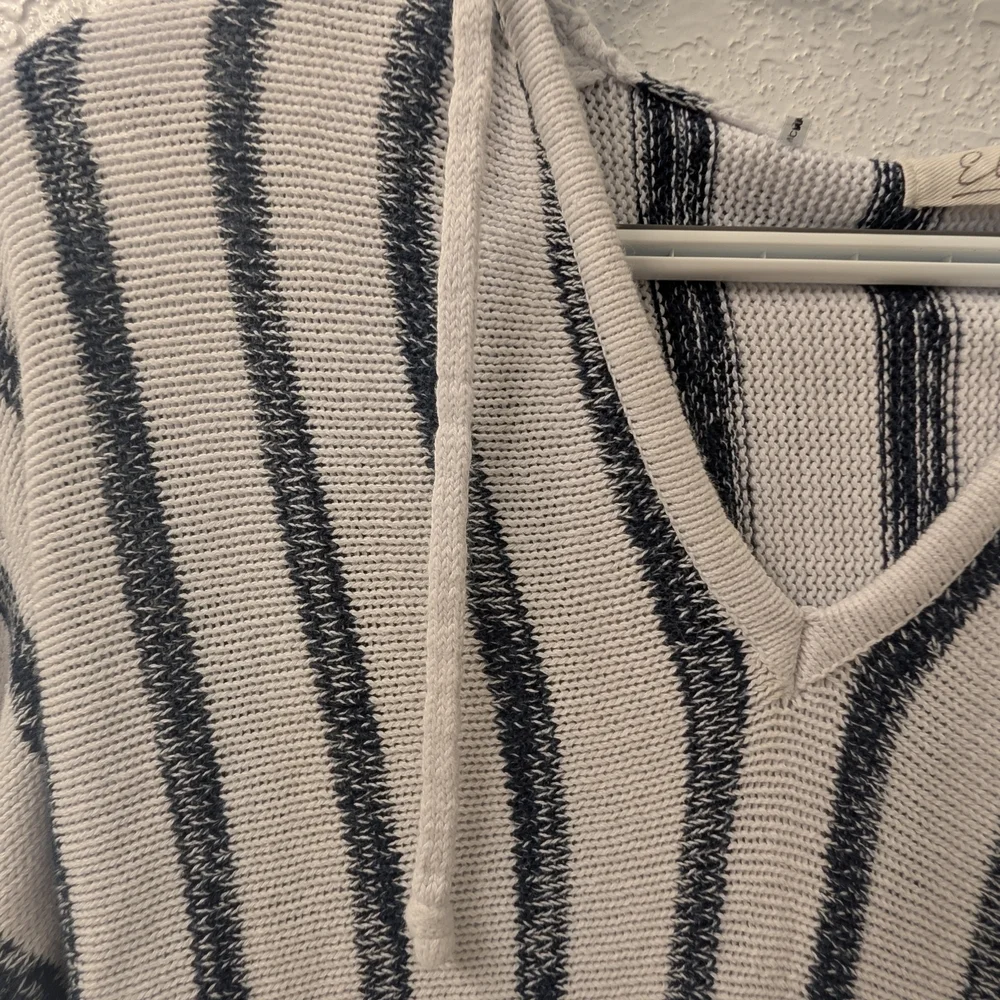 Elan Navy and White Nautical Knit Sweater